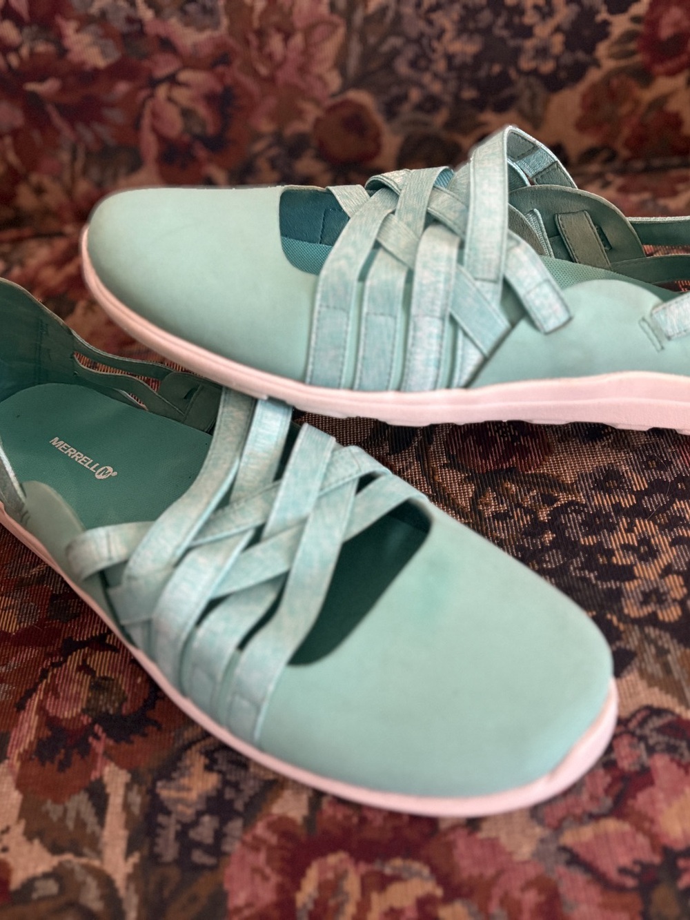 Merrell Flora Kye Weave Slip On Sneakers Atlantis Aqua Blue Women's Size 11 J030